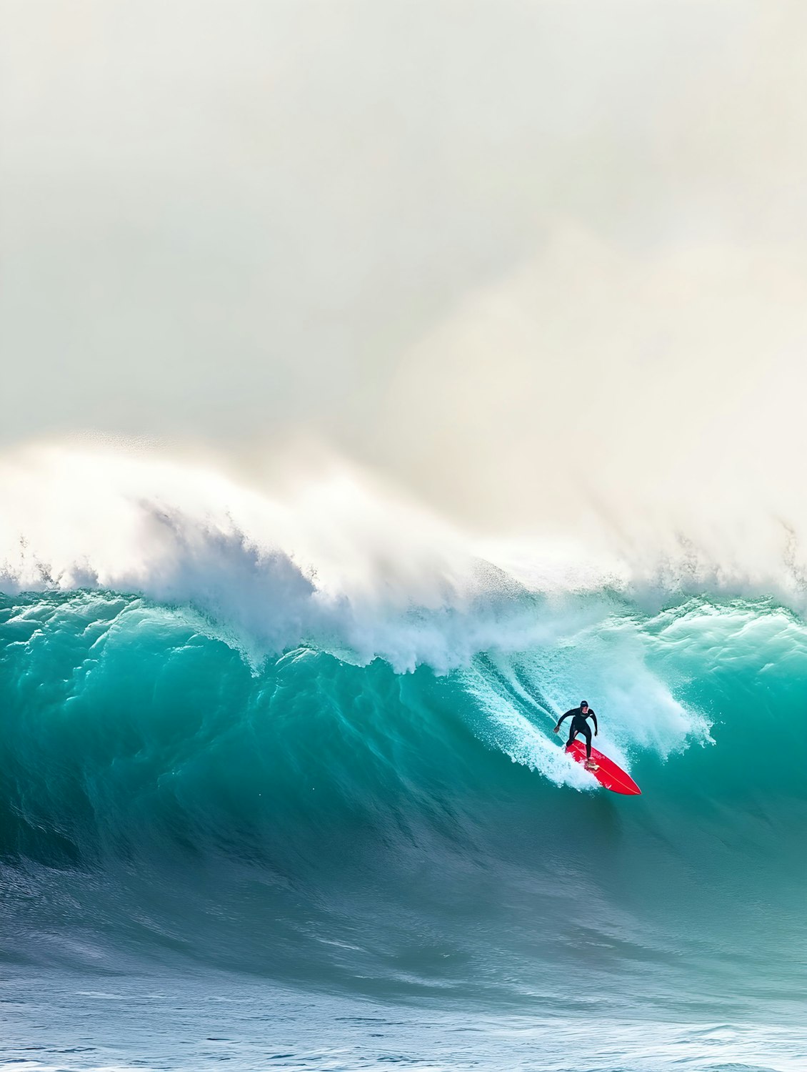 Rideur lancé sur une vague turquoise